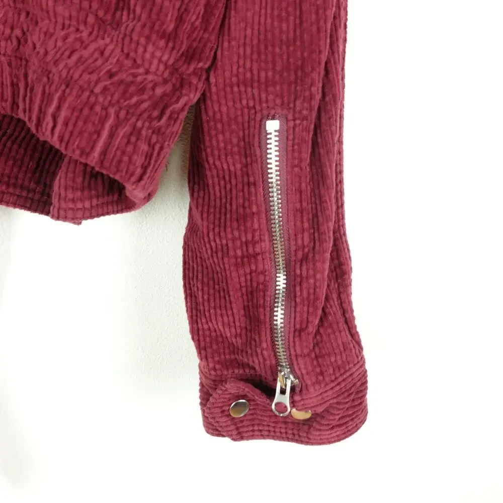 Free People Jacket Womens‎ SZ L Slouchy Dolman Moto Corduroy Boho 70's Grunge